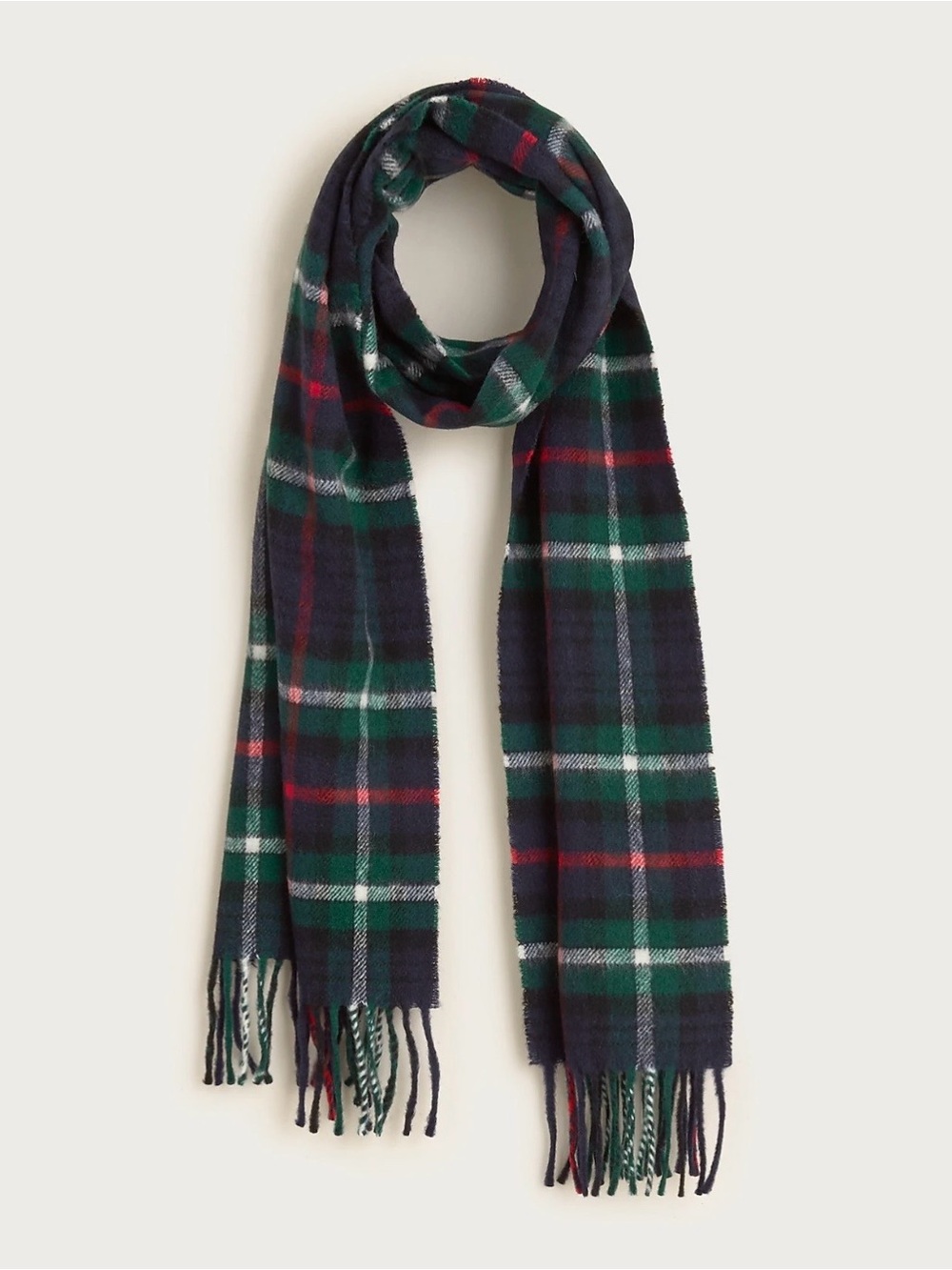 NEW J. Crew Cashmere-blend scarf in Navy Johnson Plaid BW188